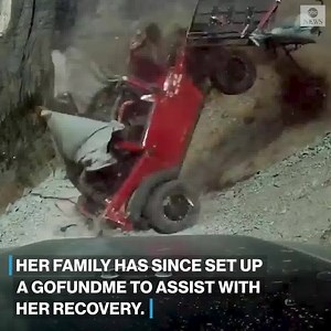 Dramatic video shows the moment a Jeep came crashing down a Colorado cliffside. The passenger, who was ejected from the vehicle prior to the footage, was seriously injured, and her family has started a GoFundMe campaign to assist in her recovery. https://abcn.ws/3kqfMT0 | ABC News