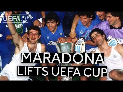 DIEGO MARADONA lifts '89 UEFA Cup
