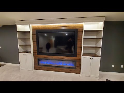 Custom Built In Entertainment Center 75" TV, With Fireplace, Start to Finish.