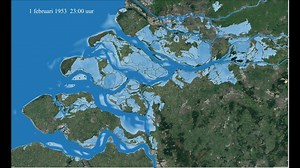 Today, the Dutch look back on the great flood of 1953, which took the lives of more than 1,800 people. Our Water Management researcher Olivier Hoes made this impressive time-lapse, showing the way the water spread during the first two days of the North Sea flood. The '#watersnoodramp' was a major flood caused by a heavy storm that occurred on the night of Saturday, 31 January 1953 and morning of Sunday, 1 February 1953. | TU Delft