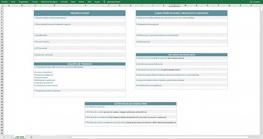 Plantilla para un plan de negocio en Excel | Business Plan