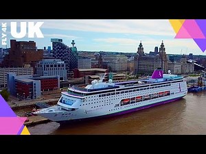 🚁 4K Drone Tour of Liverpool Waterfront | Mersey River, Historic Docks & Ambition Cruise Ship 🚢