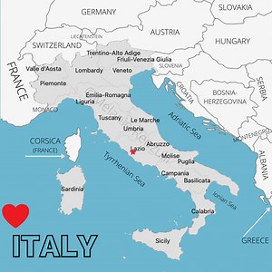 Map of Italy in Europe with Regions and Cities