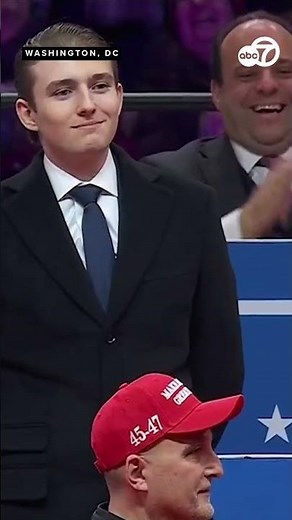 Barron Trump gets a standing ovation from the crowd at the Inaugural Parade