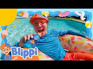 Blippi's Pool Day Fun! | Blippi at the Swimming Pool | Blippi Educational Videos for Toddlers
