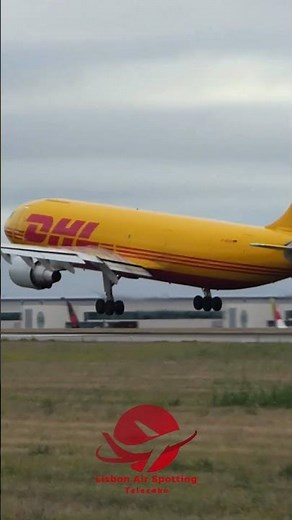 Precision Touchdown: DHL Airbus A300's Impressive Landing #planespotting #aviation#dhl
