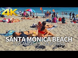 SANTA MONICA - Walking Santa Monica Beach, Los Angeles, California, USA, Travel, 4K UHD
