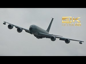 (4K) Boeing KC-135 FR Stratotanker French Air Force 737 flypast at RAF Fairford RIAT AirShow 2023