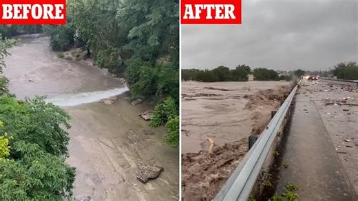 Watch the dramatic rise in Texas river after horror flash flooding