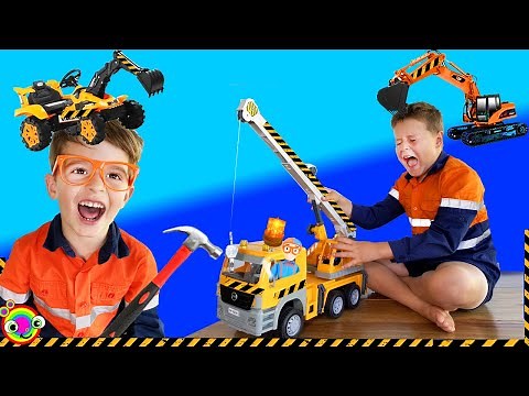 Construction Trucks for BLiPPi Kids | Learn Excavators | min min playtime