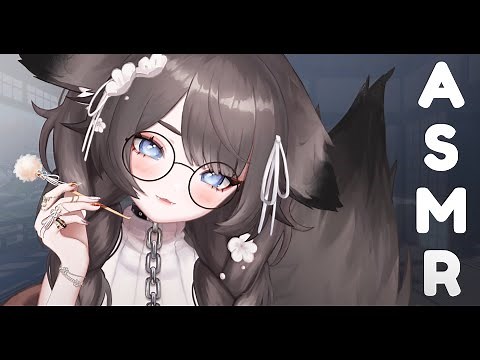 【ASMR 癒し】Wolf Girl Fluffs Your Ears With Her Tail (Soft-Talking/Fluffy/Massages)