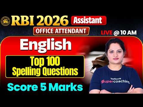 RBI Office Attendant 2026 English | RBI Assistant Top 100 Spelling Questions | by Harshita Mam