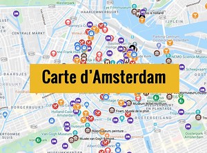 Carte d'Amsterdam (Pays-Bas) : Plan détaillé gratuit et en français à télécharger