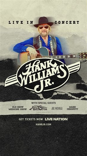 IT’S TIME, Y’ALL. Tickets on sale now! Join Hank Williams Jr. on the road with Nitty Gritty Dirt Band, Old Crow Medicine Show, Joe Nichols, and Mark Chesnutt!* See you there! 🎸 *support varies by city | Live Nation Concerts