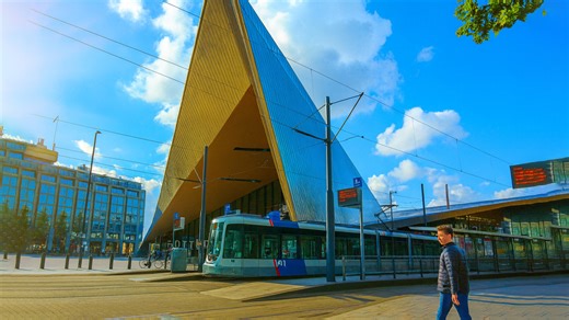 Rotterdam Walking Tour – Skyscrapers and Modern Streets Netherlands 4K