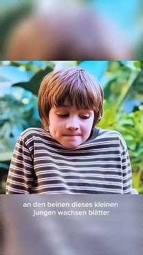 An anomalous boy with leaves growing on his legs