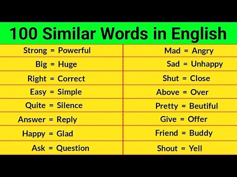 100 Similar Words | Similar Words in English | Similar Words 100 | Synonyms Words