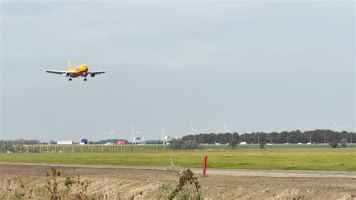 DHL Airbus A300 landing at Schiphol. #DHL