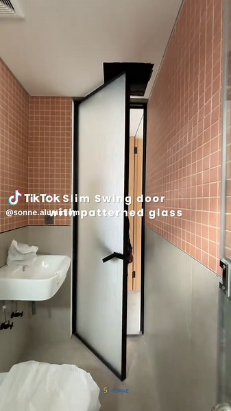 Slim Swing Door Designs with Patterned Glass