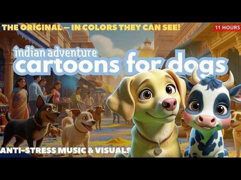 Luna goes to colorful India 🇮🇳 Cartoons for Dogs, in colors they can see 🐶💛