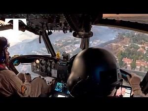 Aerial footage shows Los Angeles firefighting from above