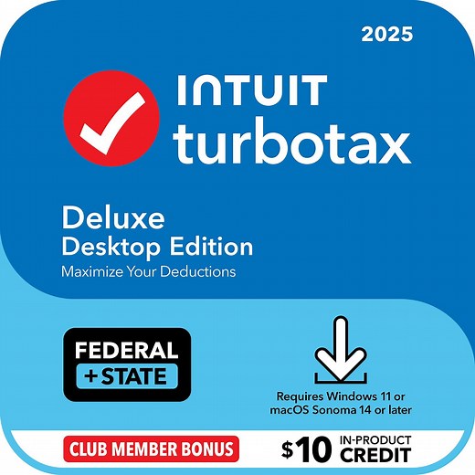 TurboTax Desktop Deluxe 2025 Email Delivery, Federal & State Returns   Federal E-file   $10 In-Product Credit (Win 11, Mac 14) - Samsclub.com